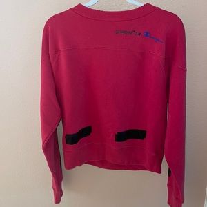 Off White / Champion Red Crewneck